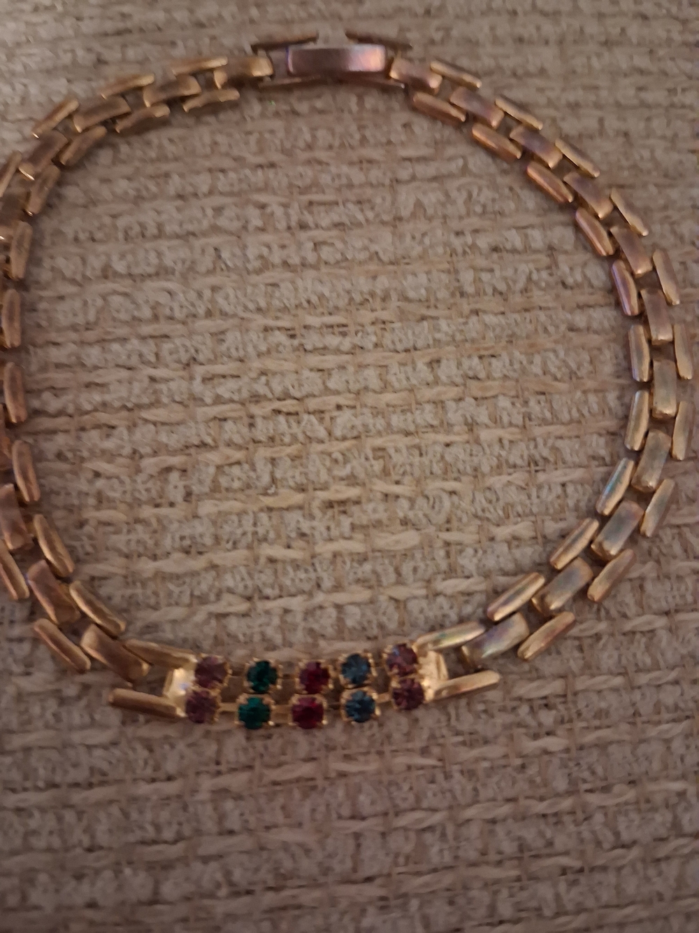 Gold-Tone Necklace with Multicolor Gem Accents